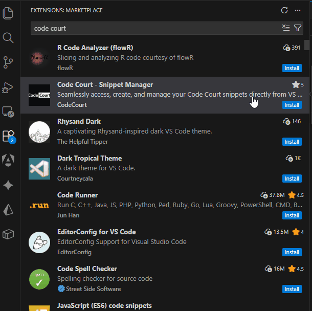 Code Court VS Code Extension Demo